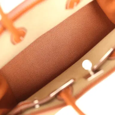 HERMÈS Hermes Birkin 35 A L'Envers Ficelle-Ecru H Dyed Canvas and Fauve Barenia Faubourg Palladium Hardware | Thumbnail 7