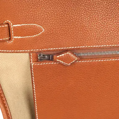 HERMÈS Hermes Birkin 35 A L'Envers Ficelle-Ecru H Dyed Canvas and Fauve Barenia Faubourg Palladium Hardware | Thumbnail 10