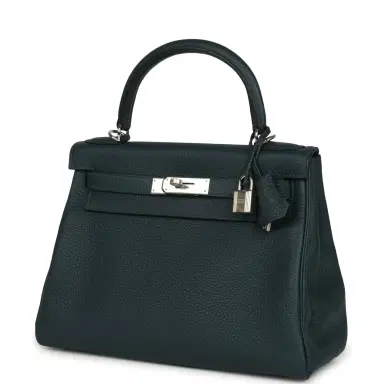 HERMÈS Hermes Kelly Retourne 28 Vert Cypress Clemence Palladium Hardware | Thumbnail 5 HERMÈS Hermes Kelly Retourne 28 Vert Cypress Clemence Palladium Hardware | Thumbnail 5