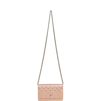 Chanel Pre-owned Chanel Classic Wallet On Chain Pink Iridescent Calfskin Silver Hardware | Thumbnail 7 Chanel Pre-owned Chanel Classic Wallet On Chain Pink Iridescent Calfskin Silver Hardware | Thumbnail 7