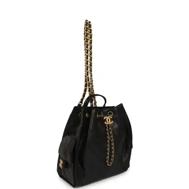Chanel Pre-owned Chanel Small 25 Hobo Backpack Black Caviar Antique Gold Hardware | Thumbnail 8