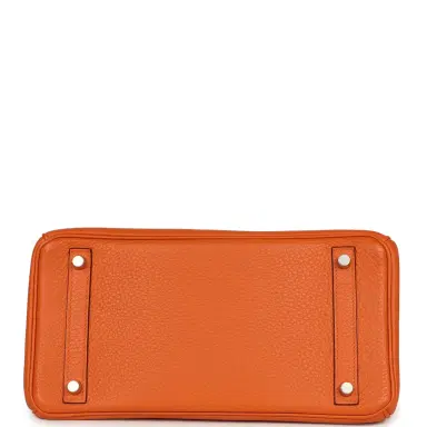 HERMÈS Pre-owned Hermes Birkin 30 Orange Clemence Palladium Hardware | Thumbnail 6