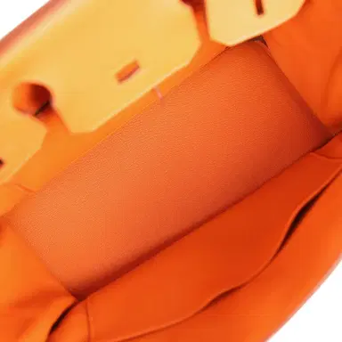 HERMÈS Pre-owned Hermes Birkin 30 Orange Clemence Palladium Hardware | Thumbnail 8