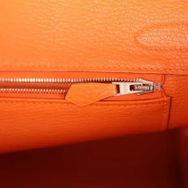 HERMÈS Pre-owned Hermes Birkin 30 Orange Clemence Palladium Hardware | Thumbnail 9