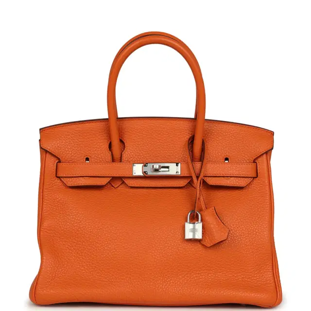 hermes Pre-owned Hermes Birkin 30 Orange Clemence Palladium Hardware
