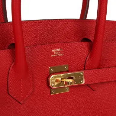 HERMÈS Pre-owned Hermes Birkin 30 Rouge Casaque Epsom Gold Hardware | Thumbnail 7