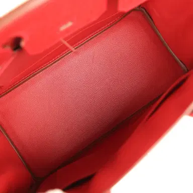 HERMÈS Pre-owned Hermes Birkin 30 Rouge Vif Ostrich Palladium Hardware | Thumbnail 8 HERMÈS Pre-owned Hermes Birkin 30 Rouge Vif Ostrich Palladium Hardware | Thumbnail 8