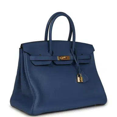 HERMÈS Pre-owned Hermes Birkin 35 Bleu Agate Clemence Gold Hardware | Thumbnail 2