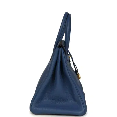 HERMÈS Pre-owned Hermes Birkin 35 Bleu Agate Clemence Gold Hardware | Thumbnail 3