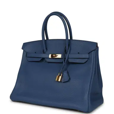 HERMÈS Pre-owned Hermes Birkin 35 Bleu Agate Clemence Gold Hardware | Thumbnail 5