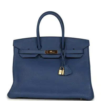 HERMÈS Pre-owned Hermes Birkin 35 Bleu Agate Clemence Gold Hardware | Thumbnail 1