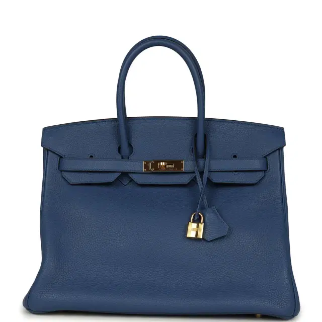 hermes Pre-owned Hermes Birkin 35 Bleu Agate Clemence Gold Hardware