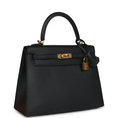 HERMÈS Pre-owned Hermes Kelly Sellier 25 Black Verso Sombrero Gold Hardware | Thumbnail 2