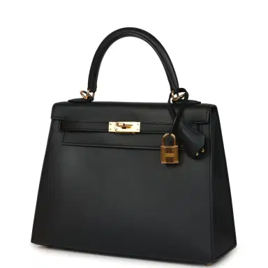 HERMÈS Pre-owned Hermes Kelly Sellier 25 Black Verso Sombrero Gold Hardware | Thumbnail 5
