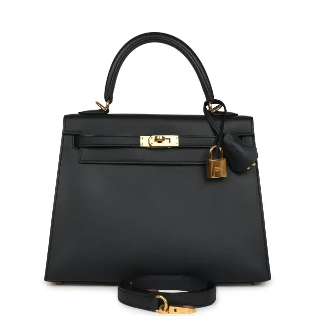 hermes Pre-owned Hermes Kelly Sellier 25 Black Verso Sombrero Gold Hardware