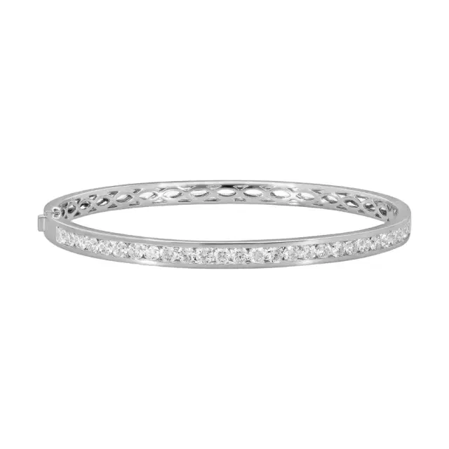 Mémoire Mémoire 18K White Gold Channel Set Diamond Bangle Bracelet by The Solist