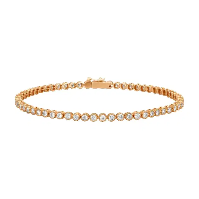 Mémoire Mémoire Milgrain 18K Rose Gold Line Diamond Tennis Bracelet by The Solist