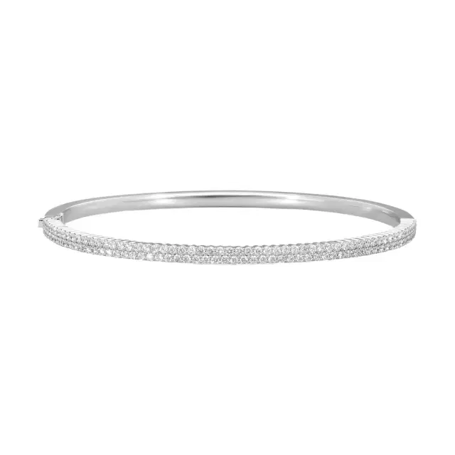 Mémoire Mémoire Paramount 18K White Gold Double Row Diamond Bangle Bracelet by The Solist