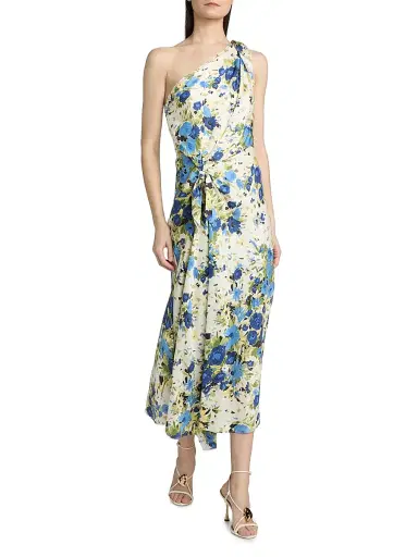 A.L.C. Women's Eliana Floral One-Shoulder Midi-Dress - Butter Capri Multi - Size 14 | Thumbnail 2