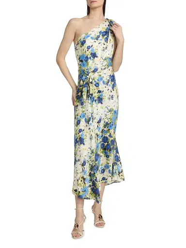 A.L.C. Women's Eliana Floral One-Shoulder Midi-Dress - Butter Capri Multi - Size 14 | Thumbnail 3