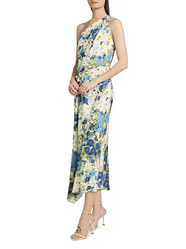 A.L.C. Women's Eliana Floral One-Shoulder Midi-Dress - Butter Capri Multi - Size 14 | Thumbnail 4