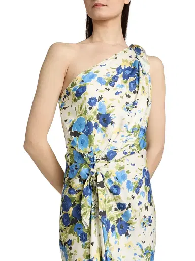 A.L.C. Women's Eliana Floral One-Shoulder Midi-Dress - Butter Capri Multi - Size 14 | Thumbnail 6