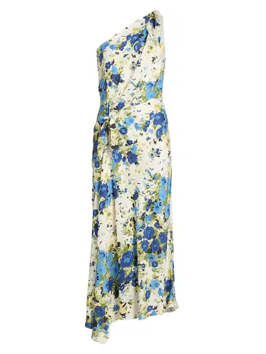 A.L.C. Women's Eliana Floral One-Shoulder Midi-Dress - Butter Capri Multi - Size 14 | Thumbnail 1