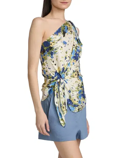 A.L.C. Women's Eliana Floral Tie-Detail Top - Butter Capri Multi - Size 14 | Thumbnail 4 A.L.C. Women's Eliana Floral Tie-Detail Top - Butter Capri Multi - Size 14 | Thumbnail 4
