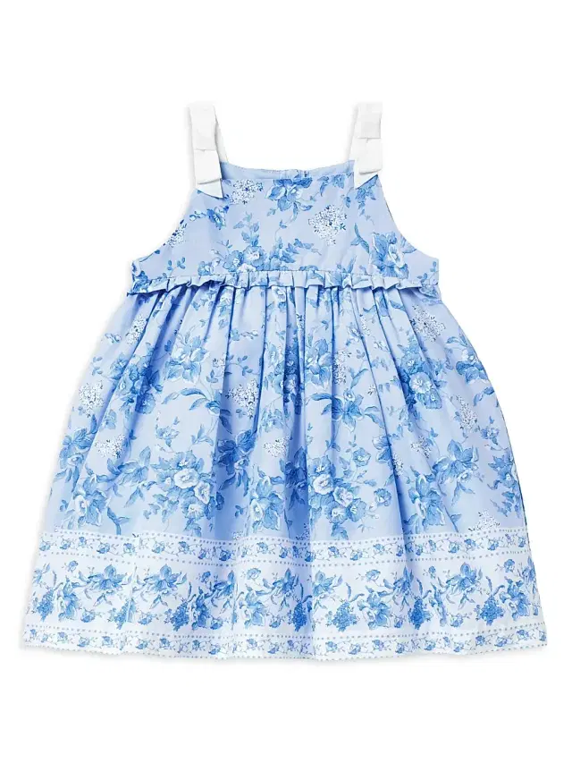 Janie and Jack Baby Girl's Ruffle-Trim Floral Dress & Bloomers Set - Blue 18 Months
