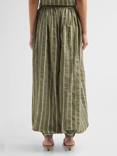 Cinq à Sept Women's Sullivan Striped Parachute Pants - Olive Noir - Size XL | Thumbnail 3