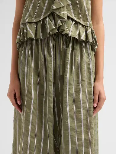 Cinq à Sept Women's Sullivan Striped Parachute Pants - Olive Noir - Size XL | Thumbnail 5