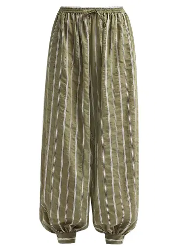 Cinq à Sept Women's Sullivan Striped Parachute Pants - Olive Noir - Size XL | Thumbnail 1