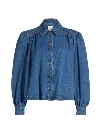 Cinq à Sept Women's Lyla Puff-Sleeve Denim Shirt Jacket - Light Wash - Size XL | Thumbnail 1