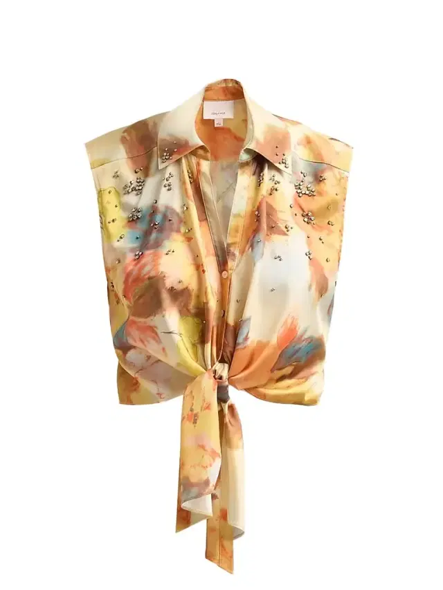 Cinq à Sept Women's Marianna Watercolor Floral Sleeveless Top - Smoke Sand Multi