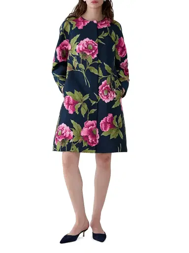 Carolina Herrera Women's Floral Collarless Cocoon Coat | Thumbnail 2