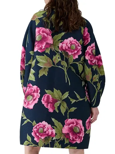 Carolina Herrera Women's Floral Collarless Cocoon Coat | Thumbnail 4