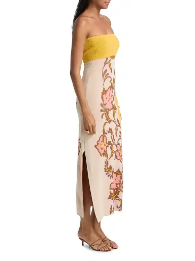 Misa Los Angeles Women's Fletcher Colorblocked Floral Strapless Midi-Dress - Plumeria Wave Knit - Size XL | Thumbnail 4 Misa Los Angeles Women's Fletcher Colorblocked Floral Strapless Midi-Dress - Plumeria Wave Knit - Size XL | Thumbnail 4