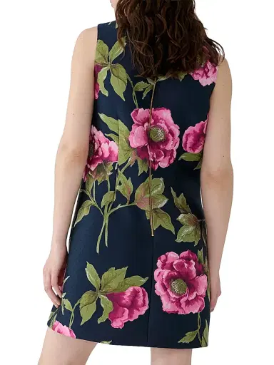 Carolina Herrera Women's Floral Sleeveless Shift Minidress - Midnight Multi - Size 14 | Thumbnail 4 Carolina Herrera Women's Floral Sleeveless Shift Minidress - Midnight Multi - Size 14 | Thumbnail 4