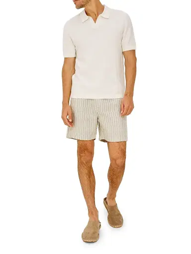 RAILS Men's Wilson Striped Linen-Cotton Shorts - Ecru Multi Stripe | Thumbnail 2