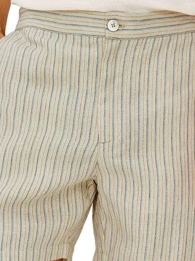 RAILS Men's Wilson Striped Linen-Cotton Shorts - Ecru Multi Stripe | Thumbnail 6