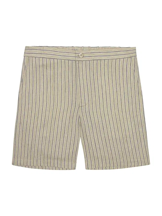Men's Wilson Striped Linen-Cotton Shorts - Ecru Multi Stripe