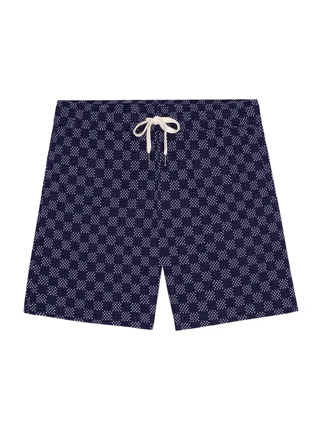 Rails Men's Cruz Check Cotton Shorts - Navy Sashiko