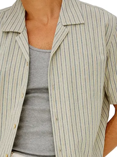 RAILS Men's Ely Multi-Stripe Linen-Cotton Camp Shirt - Ecru Multi Stripe - Size XXL | Thumbnail 5 RAILS Men's Ely Multi-Stripe Linen-Cotton Camp Shirt - Ecru Multi Stripe - Size XXL | Thumbnail 5