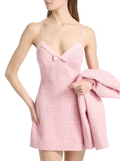 LoveShackFancy Women's Florencio Cotton-Blend Tweed Shift Minidress - Pink Hibiscus | Thumbnail 3 LoveShackFancy Women's Florencio Cotton-Blend Tweed Shift Minidress - Pink Hibiscus | Thumbnail 3