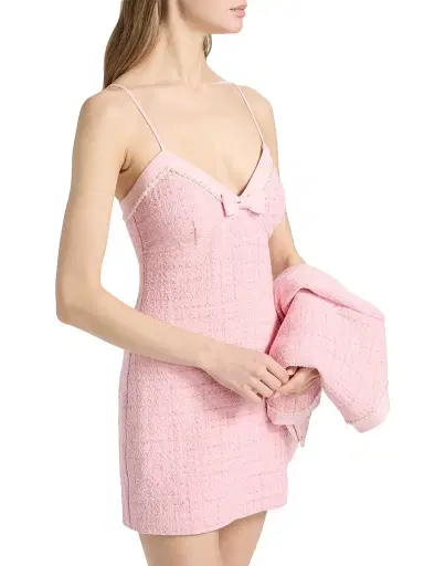 LoveShackFancy Women's Florencio Cotton-Blend Tweed Shift Minidress - Pink Hibiscus | Thumbnail 4 LoveShackFancy Women's Florencio Cotton-Blend Tweed Shift Minidress - Pink Hibiscus | Thumbnail 4