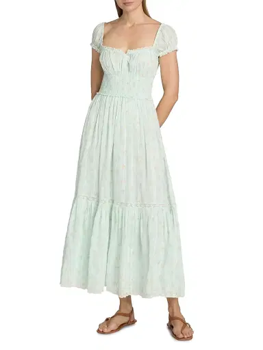 LoveShackFancy Women's Lyssara Floral Cotton A-Line Midi-Dress - Celadon Drift - Size XL | Thumbnail 2 LoveShackFancy Women's Lyssara Floral Cotton A-Line Midi-Dress - Celadon Drift - Size XL | Thumbnail 2