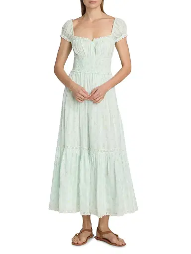 LoveShackFancy Women's Lyssara Floral Cotton A-Line Midi-Dress - Celadon Drift - Size XL | Thumbnail 3 LoveShackFancy Women's Lyssara Floral Cotton A-Line Midi-Dress - Celadon Drift - Size XL | Thumbnail 3