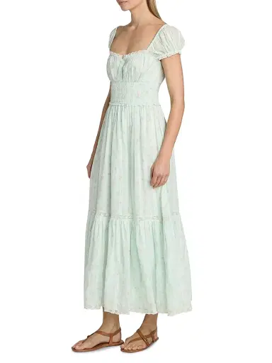 LoveShackFancy Women's Lyssara Floral Cotton A-Line Midi-Dress - Celadon Drift - Size XL | Thumbnail 4 LoveShackFancy Women's Lyssara Floral Cotton A-Line Midi-Dress - Celadon Drift - Size XL | Thumbnail 4