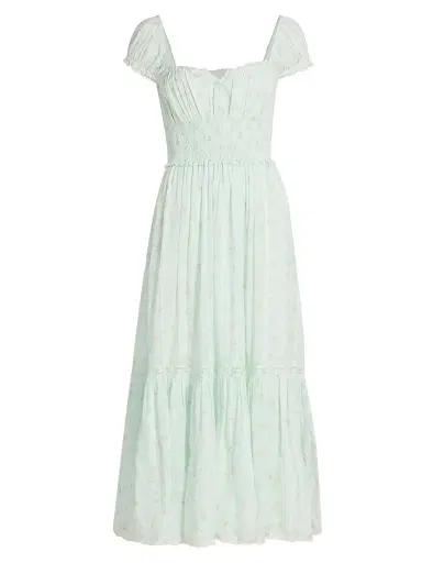 LoveShackFancy Women's Lyssara Floral Cotton A-Line Midi-Dress - Celadon Drift - Size XL | Thumbnail 1 LoveShackFancy Women's Lyssara Floral Cotton A-Line Midi-Dress - Celadon Drift - Size XL | Thumbnail 1