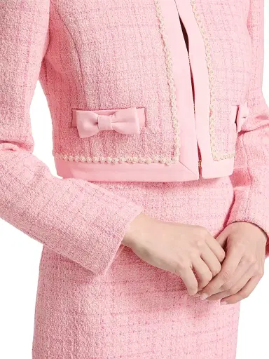 LoveShackFancy Women's Ralphette Embellished Tweed Crop Jacket - Pink Hibiscus - Size 14 | Thumbnail 6 LoveShackFancy Women's Ralphette Embellished Tweed Crop Jacket - Pink Hibiscus - Size 14 | Thumbnail 6